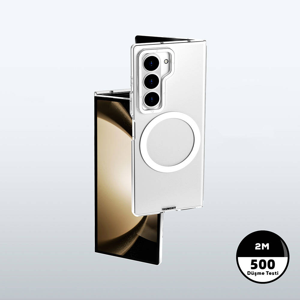 Galaxy Z Fold 6 Kılıf M-safe Şarj Özellikli Şeffaf Youngkit Crystal Shield Serisi Kılıf