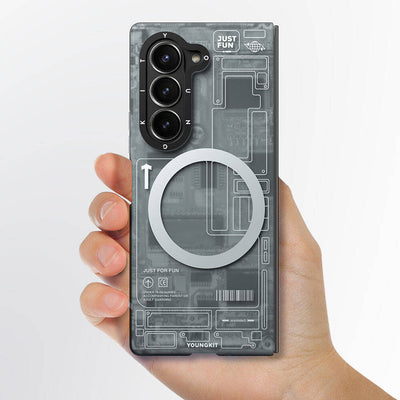 Galaxy Z Fold 6 Kılıf Magsafe Şarj Özellikli Youngkit Technology Serisi Kapak Siyah