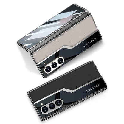 Galaxy Z Fold 6 Kılıf Ultra İnce Kamera Korumalı PC + Deri Arka Yüzey Zore Kıpta Poligan Kılıf