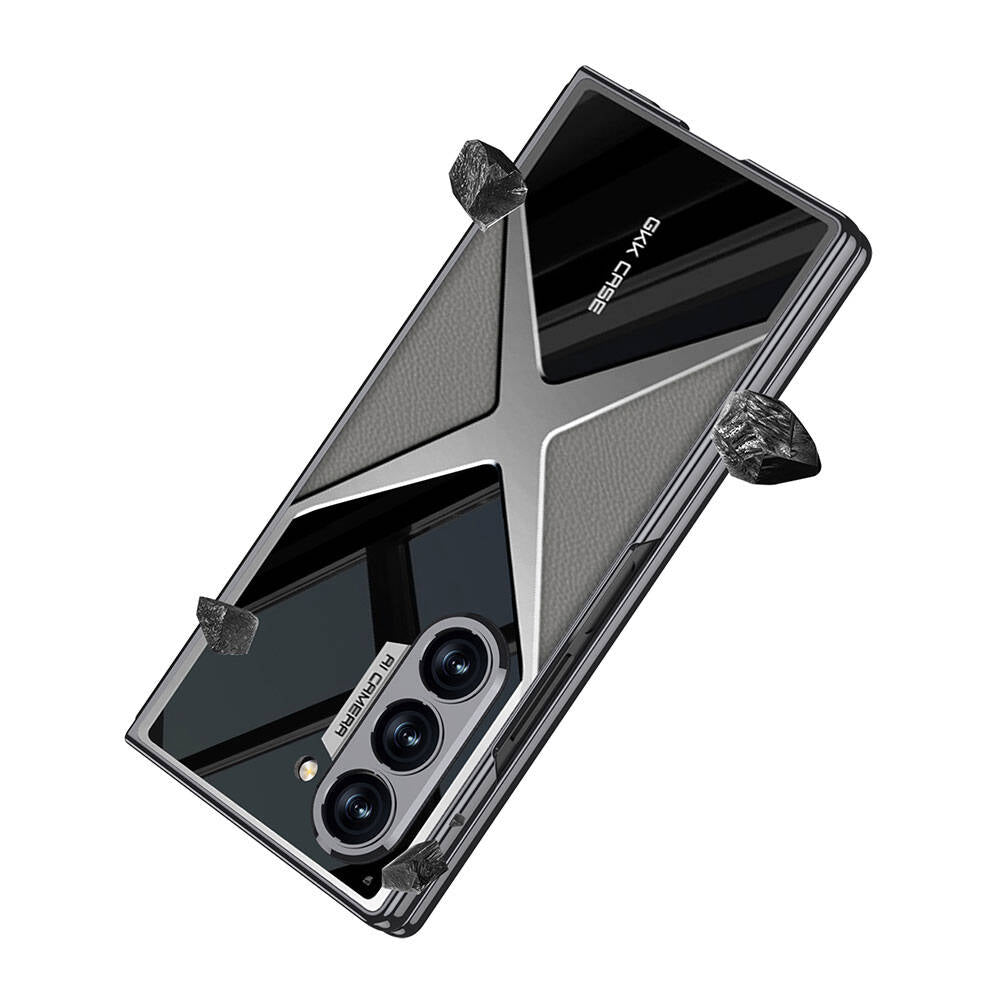 Galaxy Z Fold 6 Kılıf Ultra İnce Kamera Korumalı PC + Deri Arka Yüzey Zore X-Pro Kılıf