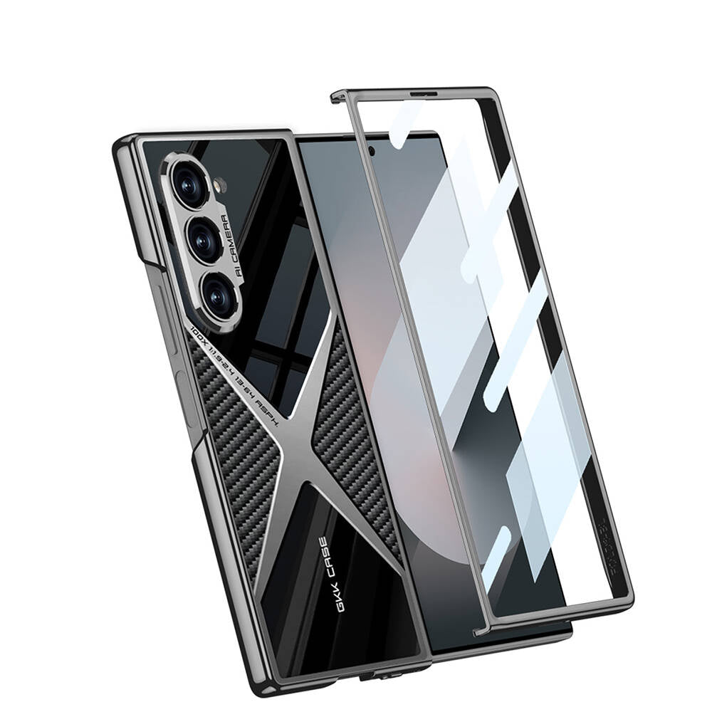 Galaxy Z Fold 6 Kılıf Ultra İnce Kamera Korumalı PC + Karbon Arka Yüzey Zore X-Pro Kılıf