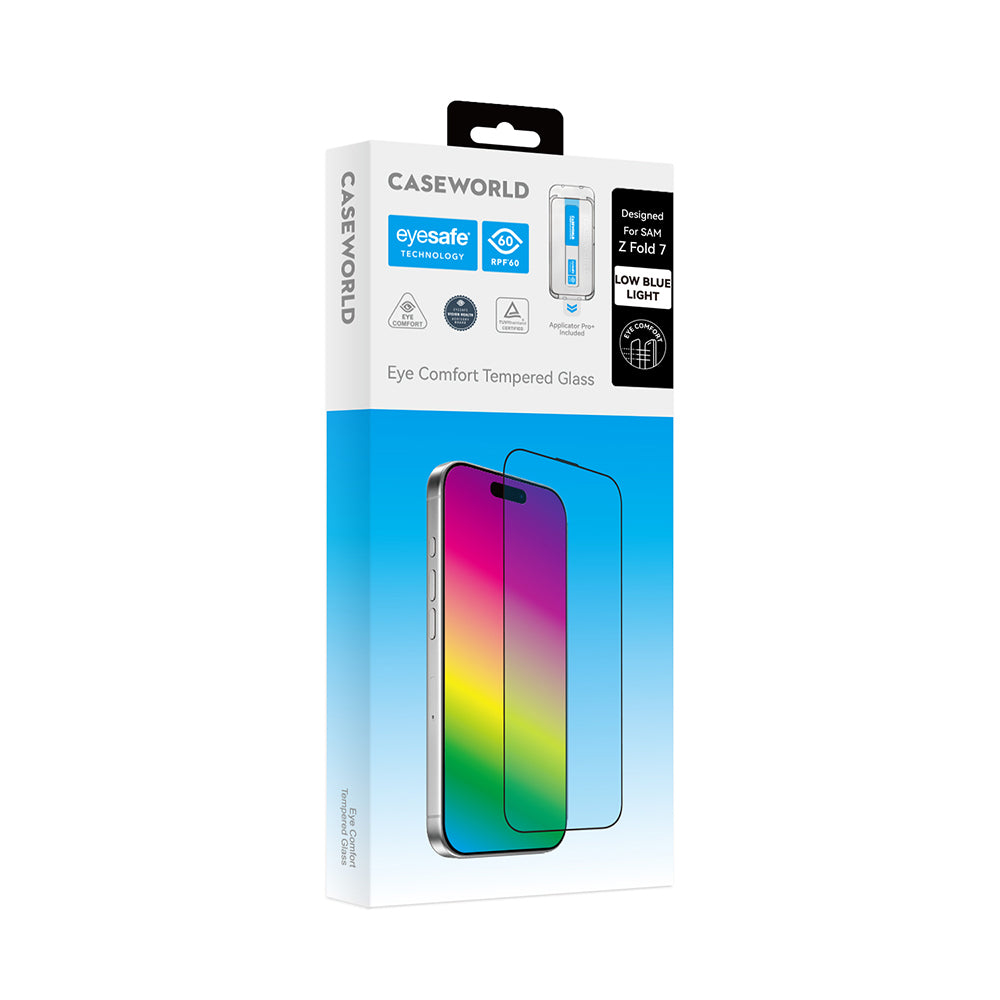Galaxy Z Fold 7 CaseWorld Applicator Serisi 2.5D Eyesafe Mavi Işık Teknolojili 0.33mm Temperli Cam Ekran Koruyucu+ Uygulama Aparatı