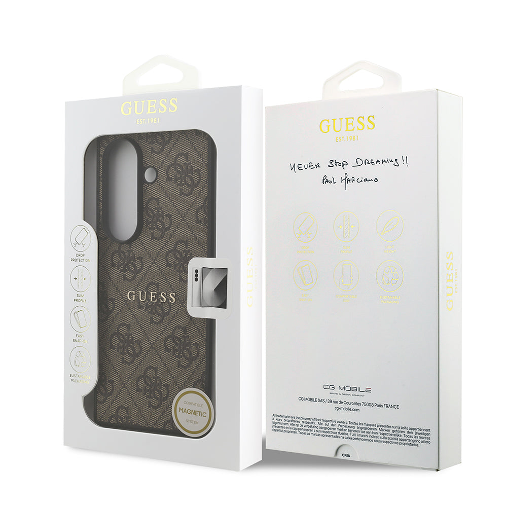 Galaxy Z Fold 7 Kılıf Guess Orjinal Lisanslı M-safe Şarj Özellikli 4G Desen Yazı Logolu Kılıf