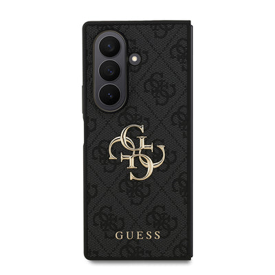 Galaxy Z Fold 7 Kılıf Guess Orjinal Lisanslı PU Deri Büyük Metal Logo Dizaynlı Kapak Pembe