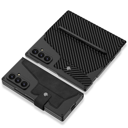 Galaxy Z Fold 7 Kılıf Kamera Korumalı Karbon Tasarımlı Zore Kıpta Kalem Bölmeli Fest Kılıf