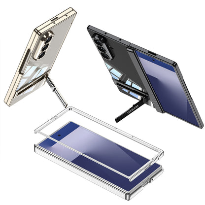 Galaxy Z Fold 7 Kılıf Kamera Korumalı Şeffaf Tasarımlı Zore Lego Standlı Kılıf