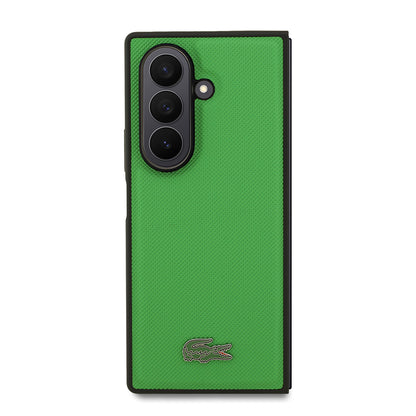 Galaxy Z Fold 7 Kılıf Lacoste Orjinal Lisanslı M-safe Şarj Özellikli Pike Desenli Arka Yüzey İkonik Timsah Metal Logolu Kılıf
