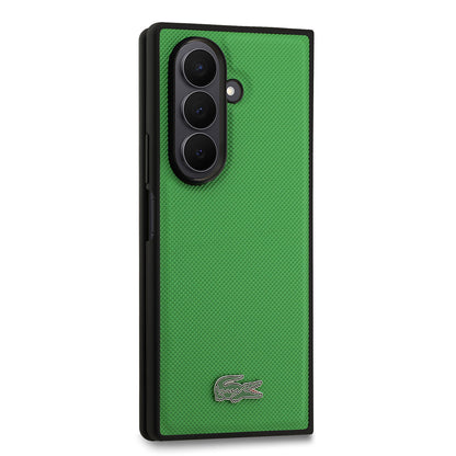 Galaxy Z Fold 7 Kılıf Lacoste Orjinal Lisanslı M-safe Şarj Özellikli Pike Desenli Arka Yüzey İkonik Timsah Metal Logolu Kılıf