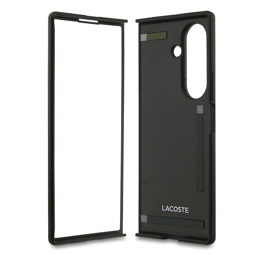 Galaxy Z Fold 7 Kılıf Lacoste Orjinal Lisanslı M-safe Şarj Özellikli Pike Desenli Arka Yüzey İkonik Timsah Metal Logolu Kılıf