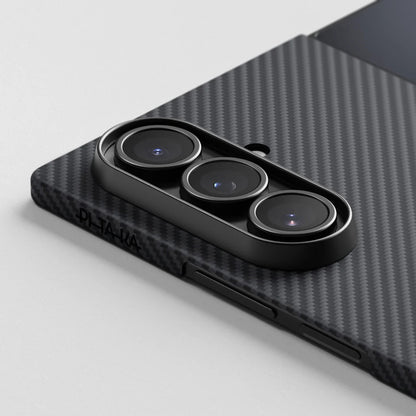 Galaxy Z Fold 7 Kılıf M-safe Şarj Özellikli 600D Aramid Fiber Pitaka Ultra-Slim Classic Serisi Black-Grey Twill Kılıf