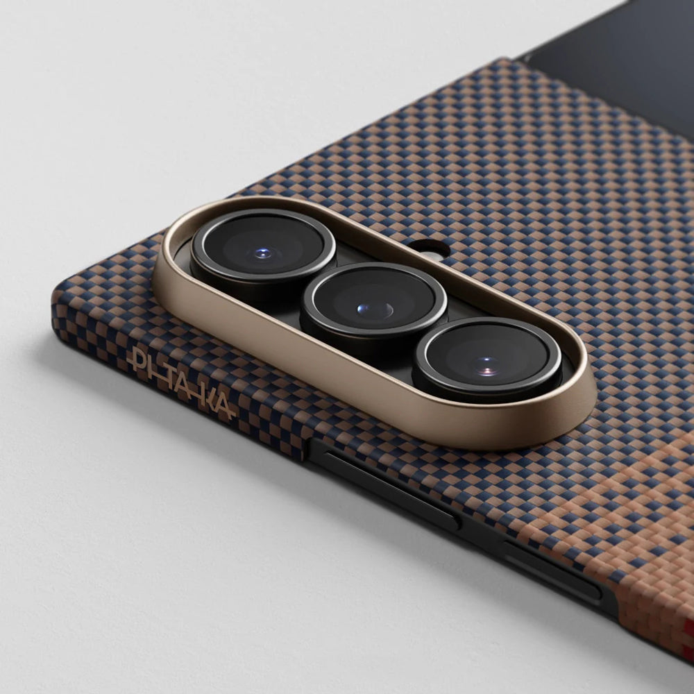 Galaxy Z Fold 7 Kılıf M-safe Şarj Özellikli Aramid Fiber Pitaka Tactile Woven Sunset-Moonrise Serisi Kılıf