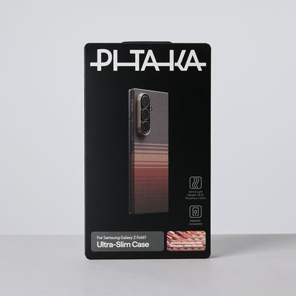 Galaxy Z Fold 7 Kılıf M-safe Şarj Özellikli Aramid Fiber Pitaka Tactile Woven Sunset-Moonrise Serisi Kılıf