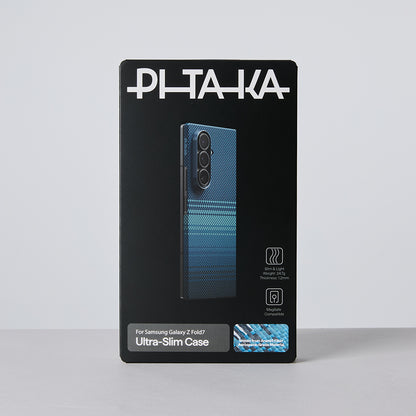 Galaxy Z Fold 7 Kılıf M-safe Şarj Özellikli Aramid Fiber Pitaka Tactile Woven Sunset-Moonrise Serisi Kılıf