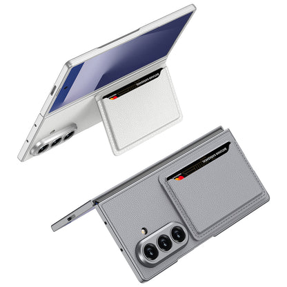 Galaxy Z Fold 7 Suni Deri Arka Yüzey Zore Kartlıklı Kıpta Silikon Kılıf