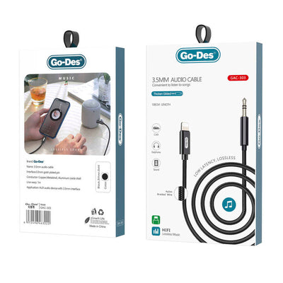 Go Des GAC-303 Lightning To 3.5mm Aux Kablo Siyah