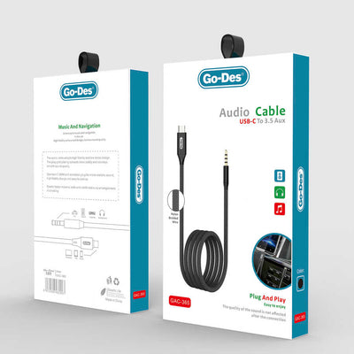 Go Des GAC-365 Type-C To Aux Audio Kablo Siyah
