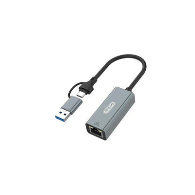 Go Des GD-6871 RJ45 Type-C ve USB-A Ethernet Dönüştürücü Kablo 100Mbps Gri