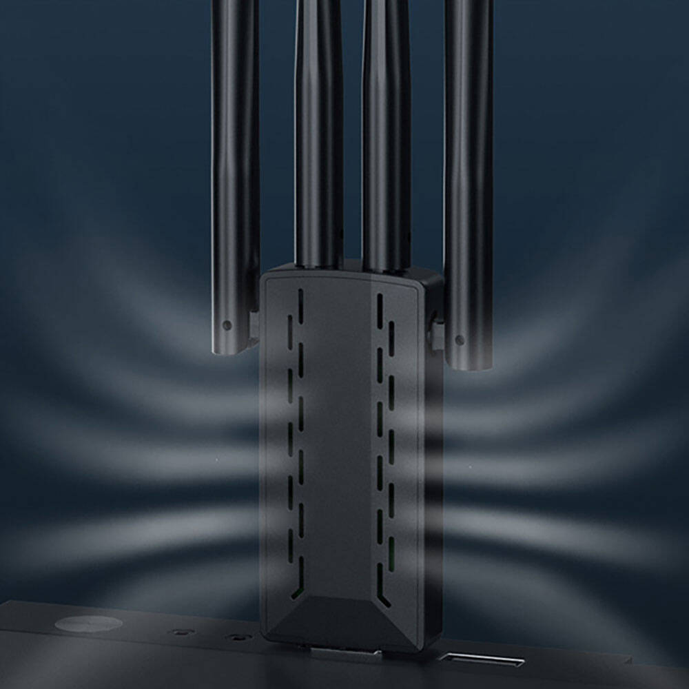 Go Des GD-BT318 Çift Bantlı 1200m 300Mbps 4 Antenli Kablosuz İnternet Sağlayıcı USB WiFi Adaptör Siyah