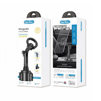 Go Des GD-HD312 Magsafe Magnetik Teleskopik Boyun Ve 360 Derece Dönebilen Başlıklı Telefon Tutucu Bardaklık Tasarım Siyah