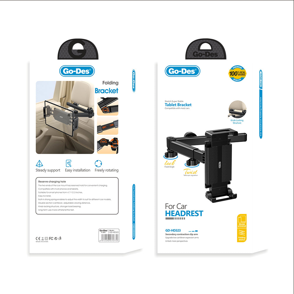 Go Des GD-HD323 360 Derece Dönebilen Uzatılabilir Arka Koltuk Araç Telefon Tutucu