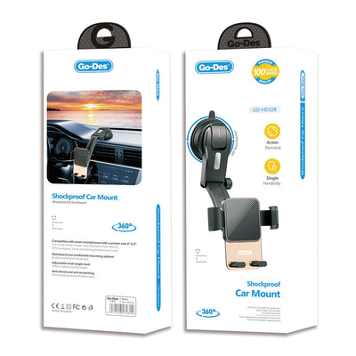 Go-Des GD-HD328 360 Derece Dönebilen Vakumlu Tasarım Araç İçi Telefon Tutucu Siyah
