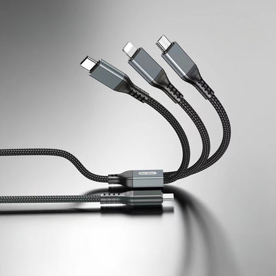 Go-Des GD-UC617 3in1 Type-C to Lightning – Type-C – Micro USB Ultra Hızlı PD Şarj Kablosu 100W 1.2M Siyah