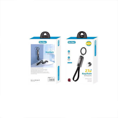 Go-Des GD-UC683 Type-C to Lightning Hızlı Şarj Özellikli Anahtarlık Data ve Şarj Kablosu 27W Siyah