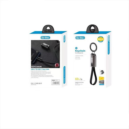 Go-Des GD-UC683 Type-C to Type-C Hızlı Şarj Özellikli Anahtarlık Data ve Şarj Kablosu 60W