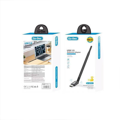 Go-Des GD-WPS013 Wi-Fi USB Adaptörü 900Mbps Siyah
