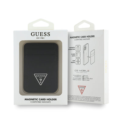 Guess Orjinal Lisanslı 2 Hazneli Üçgen Logolu Deri Magnetik Kartlık Kahverengi