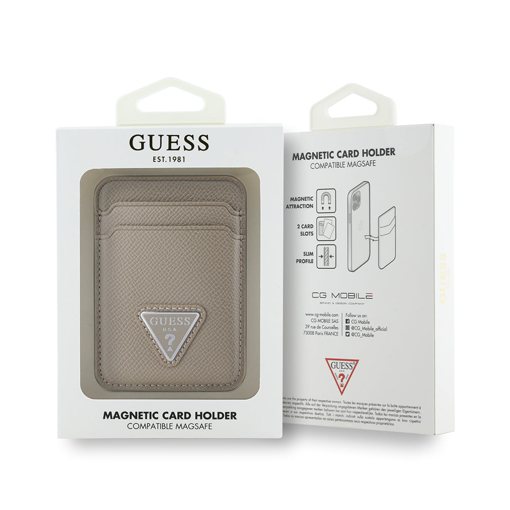 Guess Orjinal Lisanslı 2 Hazneli Üçgen Logolu Deri Magnetik Kartlık