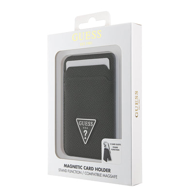 Guess Orjinal Lisanslı 2 Hazneli Üçgen Logolu Standlı Magnetik Kartlık Siyah