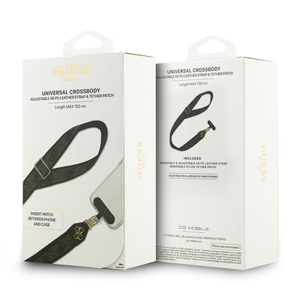 Guess Orjinal Lisanslı 4G Desen ve Metal Logolu Çapraz Vücut Telefon Askı Kayışı 150cm