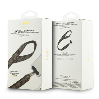 Guess Orjinal Lisanslı 4G Desen ve Metal Logolu Çapraz Vücut Telefon Askı Kayışı 150cm