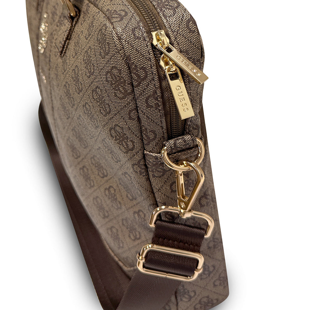 Guess Orjinal Lisanslı 4G Desenli Büyük 4G Logolu Omuz Askılı 15 inç Laptop Çantası