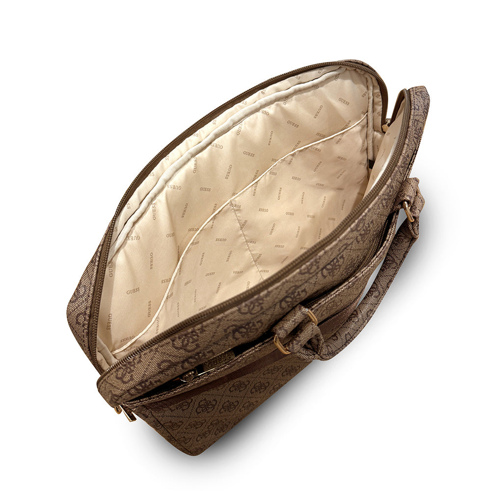Guess Orjinal Lisanslı 4G Desenli Büyük 4G Logolu Omuz Askılı 15 inç Laptop Çantası