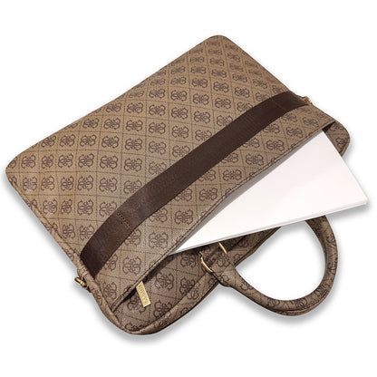 Guess Orjinal Lisanslı 4G Desenli Büyük 4G Logolu Omuz Askılı 15 inç Laptop Çantası