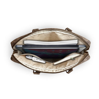 Guess Orjinal Lisanslı 4G Desenli Büyük 4G Logolu Omuz Askılı 15 inç Laptop Çantası