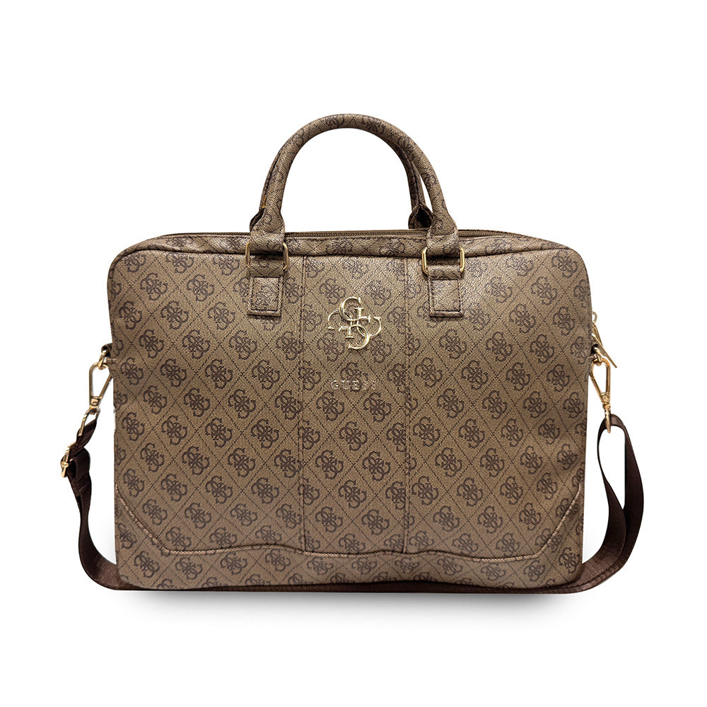 Guess Orjinal Lisanslı 4G Desenli Büyük 4G Logolu Omuz Askılı 15 inç Laptop Çantası