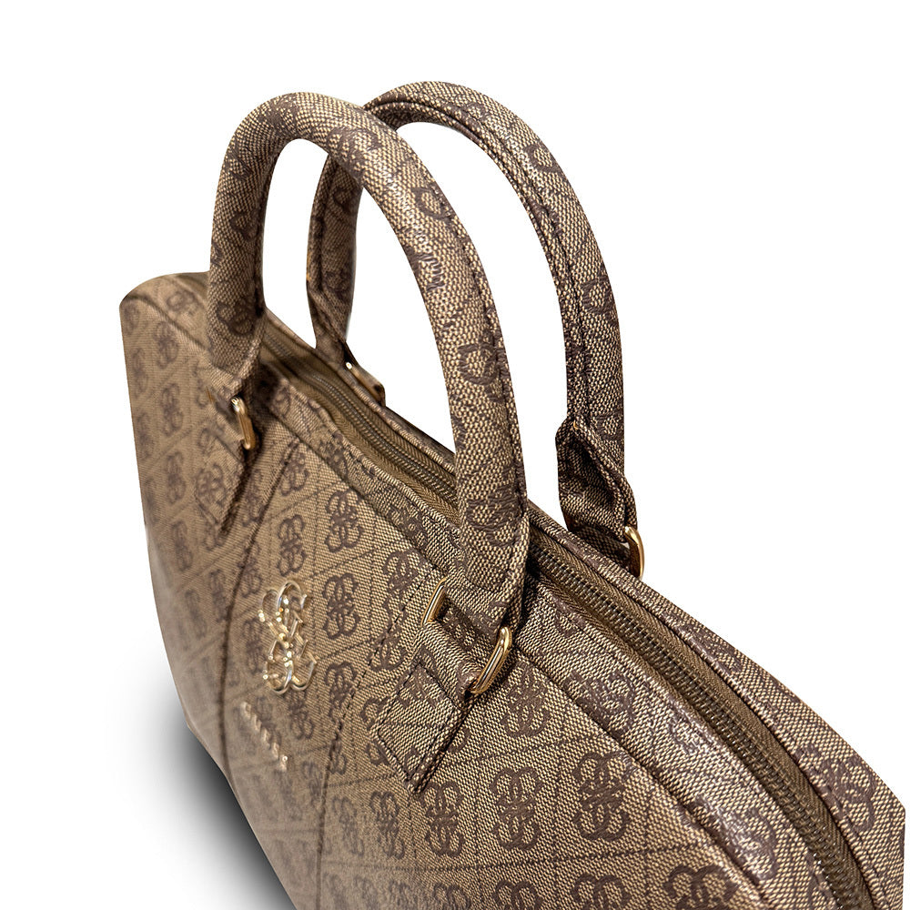 Guess Orjinal Lisanslı 4G Desenli Büyük 4G Logolu Omuz Askılı 15 inç Laptop Çantası