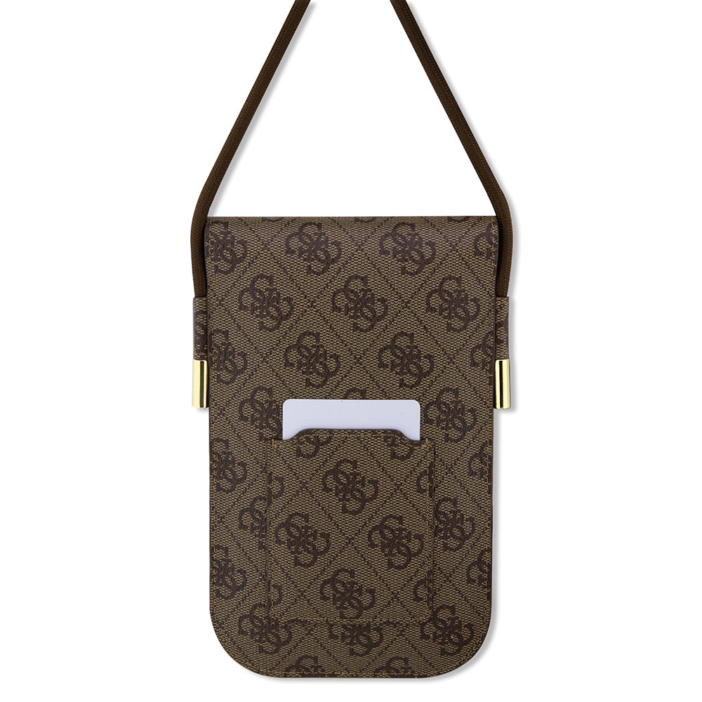 Guess Orjinal Lisanslı 4G Desenli Metal Yazı Logolu Askılı Mıknatıs Kılıflı Çanta