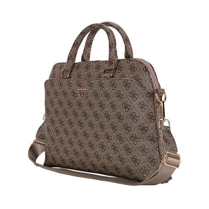 Guess Orjinal Lisanslı 4G Desenli Üçgen Logolu Omuz Askılı 15 inç Laptop Çantası