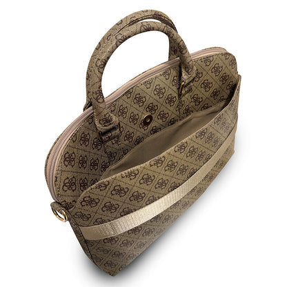 Guess Orjinal Lisanslı 4G Desenli Üçgen Logolu Omuz Askılı 15 inç Laptop Çantası