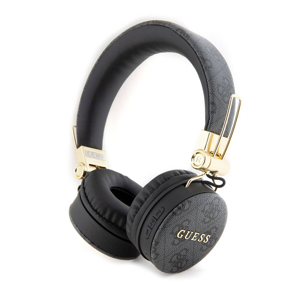 Guess Orjinal Lisanslı 4G Metal Logo PU Deri Ayarlanabilir Kulak Üstü Bluetooth Kulaklık Mavi