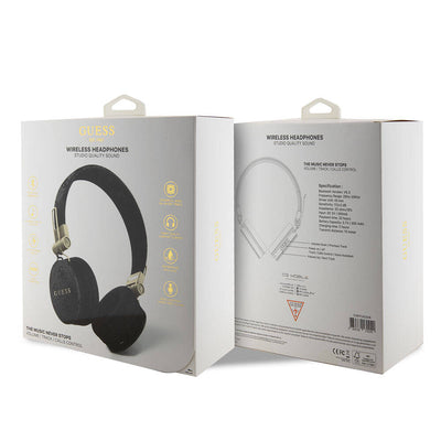 Guess Orjinal Lisanslı 4G Metal Logo PU Deri Ayarlanabilir Kulak Üstü Bluetooth Kulaklık Mavi