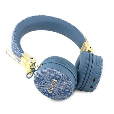 Guess Orjinal Lisanslı 4G Metal Logo PU Deri Ayarlanabilir Kulak Üstü Bluetooth Kulaklık Kahverengi