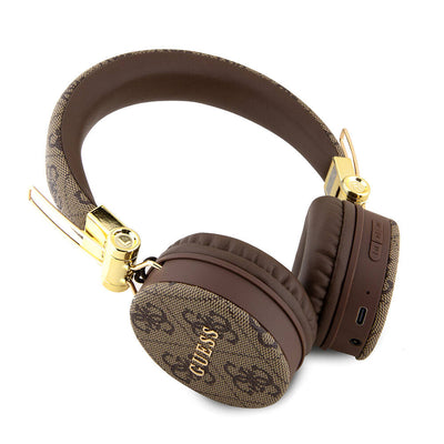 Guess Orjinal Lisanslı 4G Metal Logo PU Deri Ayarlanabilir Kulak Üstü Bluetooth Kulaklık Mavi