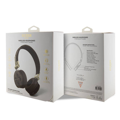 Guess Orjinal Lisanslı 4G Metal Logo PU Deri Ayarlanabilir Kulak Üstü Bluetooth Kulaklık Mavi