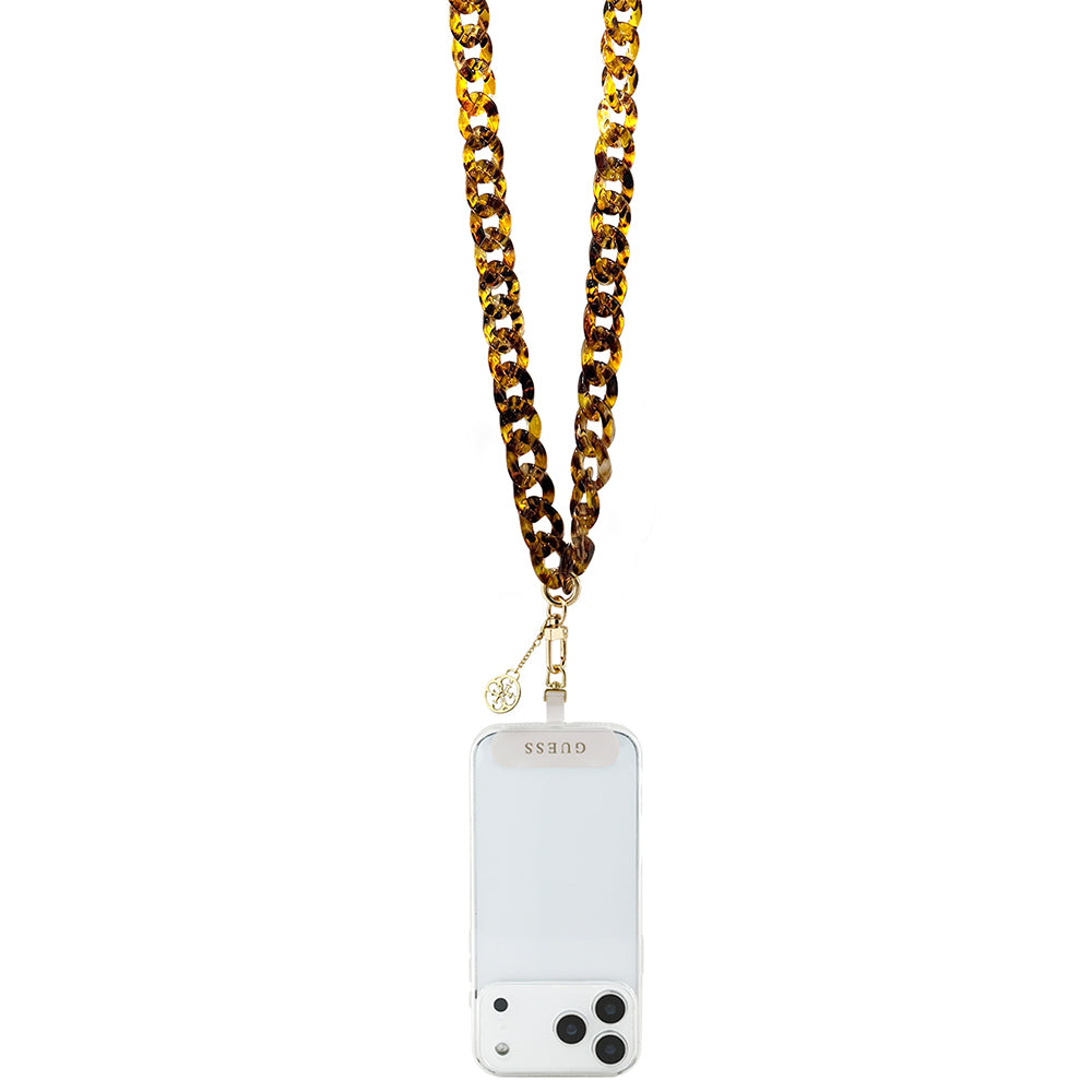 Guess Orjinal Lisanslı 4G Metal Logolu Büyük Zincirli Çapraz Vücut Telefon Askı Kayışı 120cm