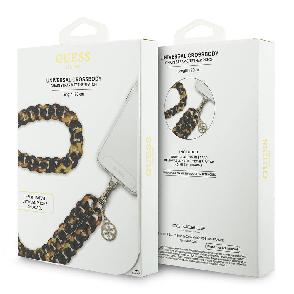 Guess Orjinal Lisanslı 4G Metal Logolu Büyük Zincirli Çapraz Vücut Telefon Askı Kayışı 120cm